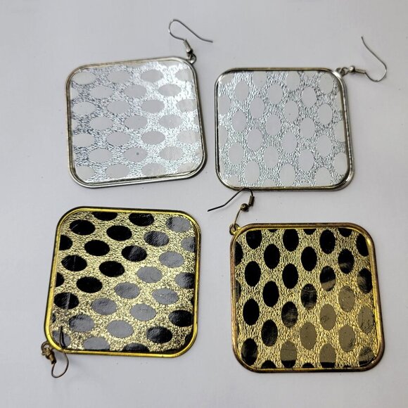 White and Silver Square Hook Earrings - Picture 4 of 5